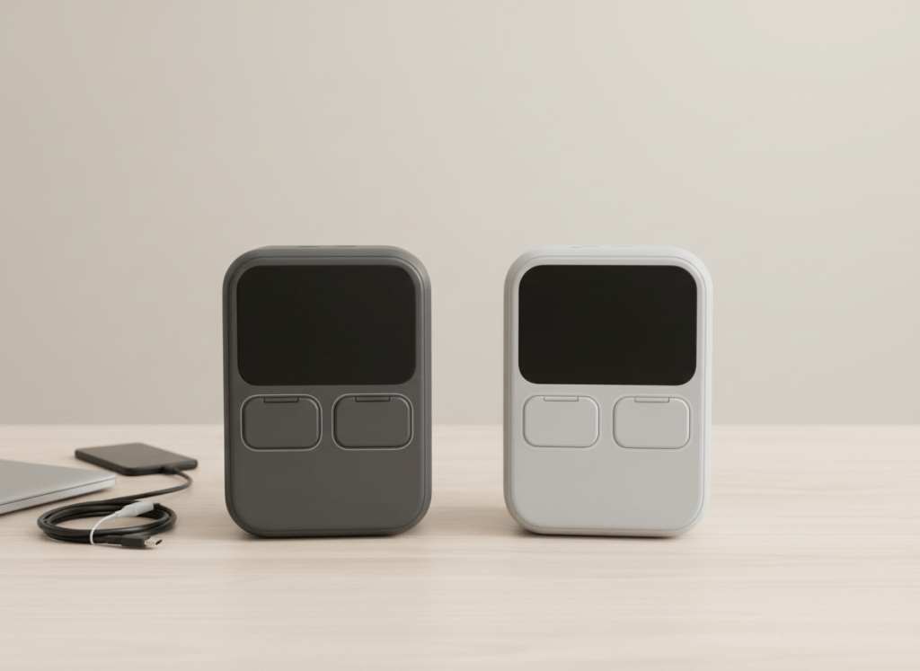 Two portable power stations side by side on a table for comparison